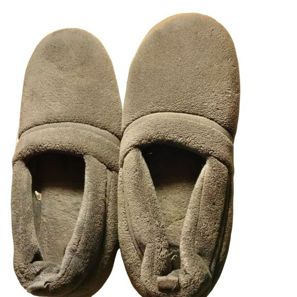 Dearfoam Mens Slippers Gray Fleece XL Size 13 14 - Picture 2 of 8